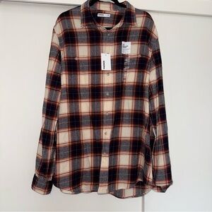 NWT Sonoma Men’s Flannel Black, Orange, and Cream